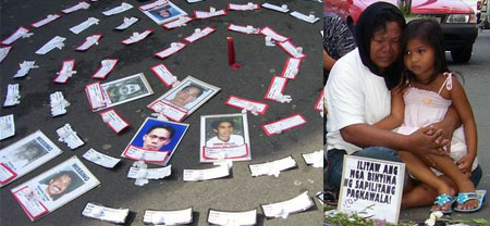 Families of victims of forced disappearances hold a candle-lighting at the Baclaran church on All Souls' Day.