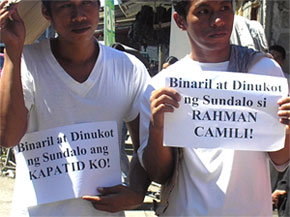 Relatives of Camili picket Camp Panacan (contributed photo)