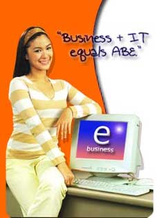 An advertisement for ABE featuring popular actress Heart Evangelista