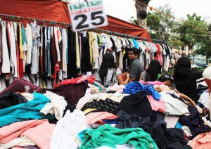 SECONDHAND.  Ukay-ukay stalls -- where used clothes and other materials are sold at cheaper prices compared to new and signature ones -- abound in Davao City’s downtown area.  Many cash-strapped locals patronize ukay-ukay.  (davaotoday.com photo by Medel V. Hernani) 