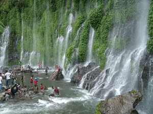 UNIQUE.  Unlike any waterfalls in the Philippines, the water of Asik-asik spring falls simply gushes out from rock formations that are covered with grasses.  From a distance, this unique site found in Dado village, Alamada town, Cotabato Province, looks like large green curtains.   (davaotoday.com photo by Alex D. Lopez)