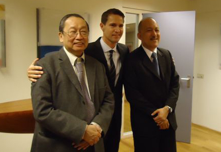 Prof. Jose Maria Sison, Founding Chairman of the CPP, Ambassador Ture Lundh and GRP Presidential Adviser for Political Affairs Ronald Llamas after the December 18 meeting at the Hague, the Netherlands.  (contributed photo by NDFP International Information Office)