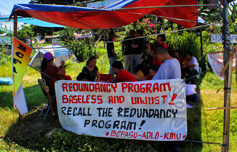 Officers and members of the Brokenshire College Faculty and Staff Union start their strike Friday morning as they scored the school management’s non-compliance of their Collective Bargaining Agreement and the “illegal termination” of 11 Clinical Instructors.  (davaotoday.com photo by Ace R. Morandante)