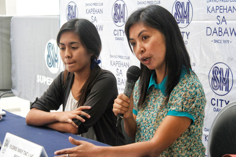 CHILD LABOR.  Florie May Tacang (right), executive director of children’s rights advocacy group Kaugmaon, says Monday the number of cases of child labor in Davao City is alarming.  She noted their rough estimate of at least 100 children, in each of the city’s 182 villages, who were forced -- if not compelled -- to work in order to survive.  (davaotoday.com photo by Medel V. Hernani)