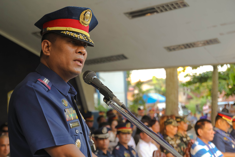 THE NEW CHIEF Newly-appointed Davao City Police Chief Vicente D. Danao addressed police officers during his installation rites on Friday, promising to continue the achievements made by his predecessor Police Chief Roland dela Rosa. (davaotoday.com photo by Ace R. Morandante)