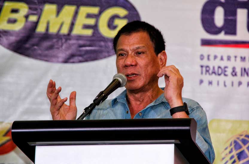 Davao City Mayor Rodrigo Duterte addresses participants of the Davao Trade Expo 2013. (davaotoday.com photo by Medel V. Hernani)