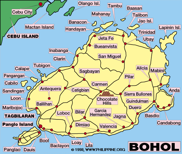 Bohol map lifted from bohol.com.ph