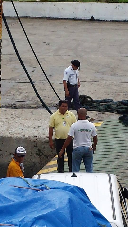 Librado's photo on her Facebook account shows Lipata port workers blocking their cars from boarding the ferry.