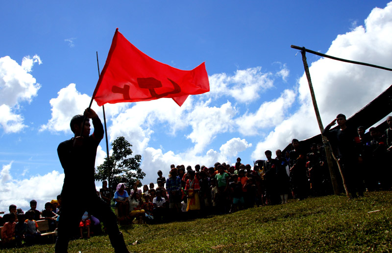 FLAG DANCE.  45th Year Anniversary flag dancing in a Compostela Valley gathering (Earl Condeza/davaotoday.com)  