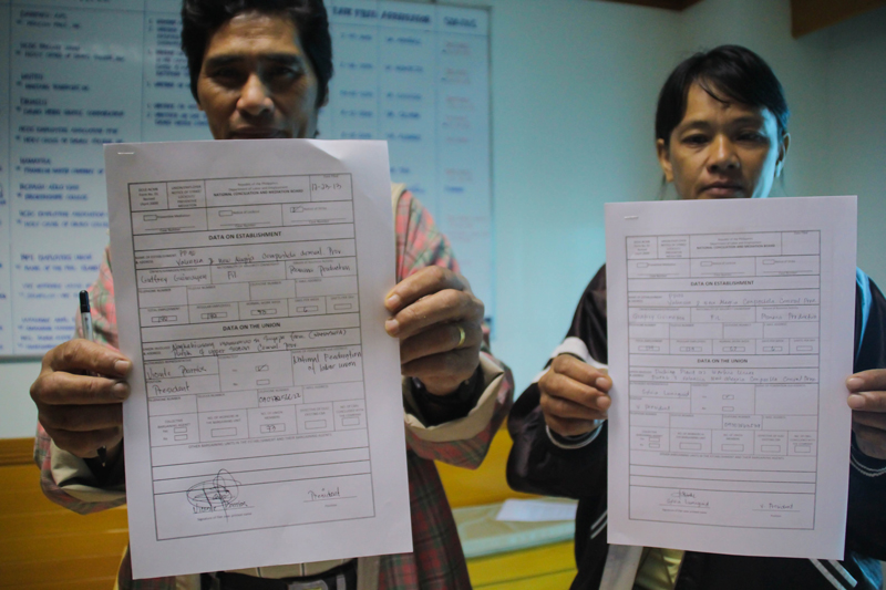 SUMIFRU WORKERS TO STRIKE Leaders from two unions of Sumifru Phils banana packing plant in Compostela, Compostela Valley file a notice of strike on December 23 after the termination of 138 workers who refused to sign "waiver of commitment". (davaotoday.com photo by Ace R. Morandante)