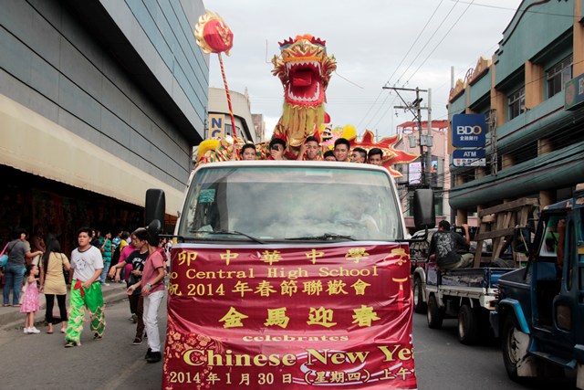 WELCOMING CHINESE NEW YEAR. A Chinese dragon takes a ride along Magsaysay Avenue during Thursday's parade in Davao City's Chinatown welcoming the Chinese New Year. (Medel Hernani/ davaotoday.com)