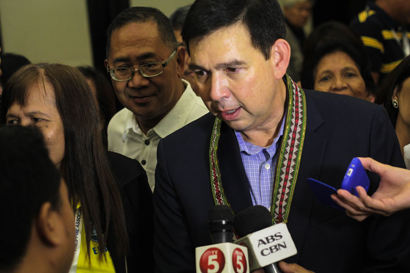SUPPORT FOR WATER DISTRICTS. Senator Ralph Recto speaks to reporters after his keynote speech calling for more government budget and support to some 800 local water districts during the Convention of the Philippine Association of Water Districts held in SMX Convention Center.  (Ace R. Morandante, davaotoday.com)