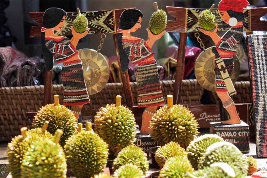 SM Mall Lanang displays a paper art of Davao's brand of durian fruits and indigenous peoples' garb.