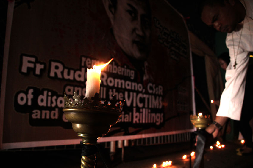 Redemptorist priests honor their fellow priest Fr. Rudy Romano on July 11 marking the 29th year since he was abducted and disappeared during the Marcos dictatorship.