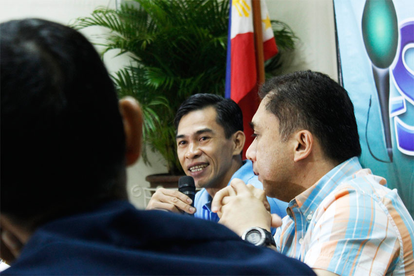 Antonino Ibot, acting inspector of the Davao City Traffic Management Group, manages a smile during the I-Speak media forum at the City Hall, as his office recorded 300 vehicular accidents in the city since he assumed office in August.