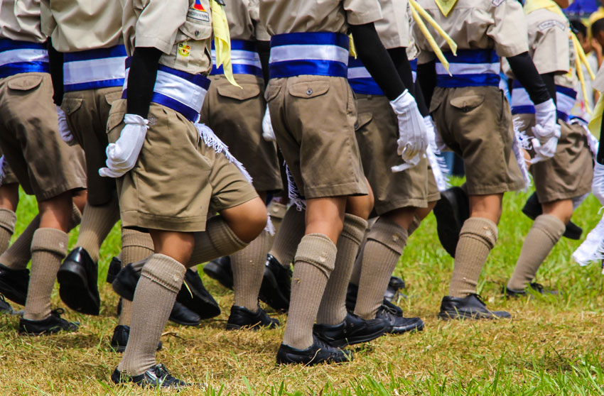 Magallanes Elementary School Boy Scouts show their fancy drill performance during BSP Council Palaro 2014 held at the Camp Malagos, Calinan, Davao City. 