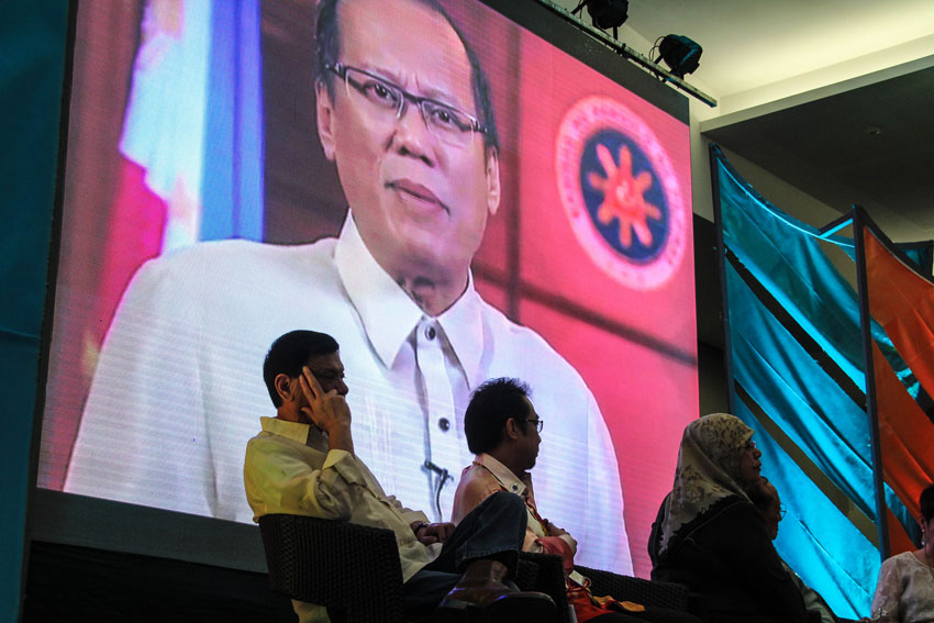 The video message of President Benigno Aquino Jr., is projected to a screen, backdropping Davao City Mayor Rodrigo Duterte and other leaders of the 2nd Brunei Darussalam, Indonesia, Malaysia, Philippines East ASEAN Growth Area (BIMP-EAGA), and Indonesia, Malaysia, Thailand-Growth Triangle (IMG-GT) Trade Fare and Business Leader's Conference. (Ace R. Morandante/davaotoday.com)