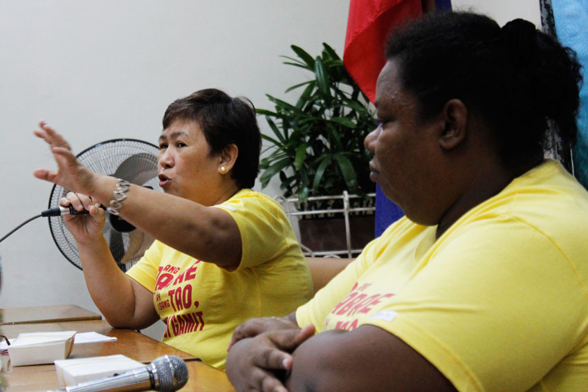 GETTING YOUNGER. Jeanette Ampog of Talikala Inc. argues that legalizing prostitution will not eradicate the flesh trade in the country. Davao City alone has registered 1,500 women in prostitution doing various jobs in night clubs and bars. Talikala Inc. said that more minors are now engaged in prostitution, most of them not registered. Ana Luisa Calix (right), chairperson of Lawig Bubai, says girls as young as nine are already in the trade and paid P300 for each sexual act. (Medel V. Hernani/davaotoday.com)