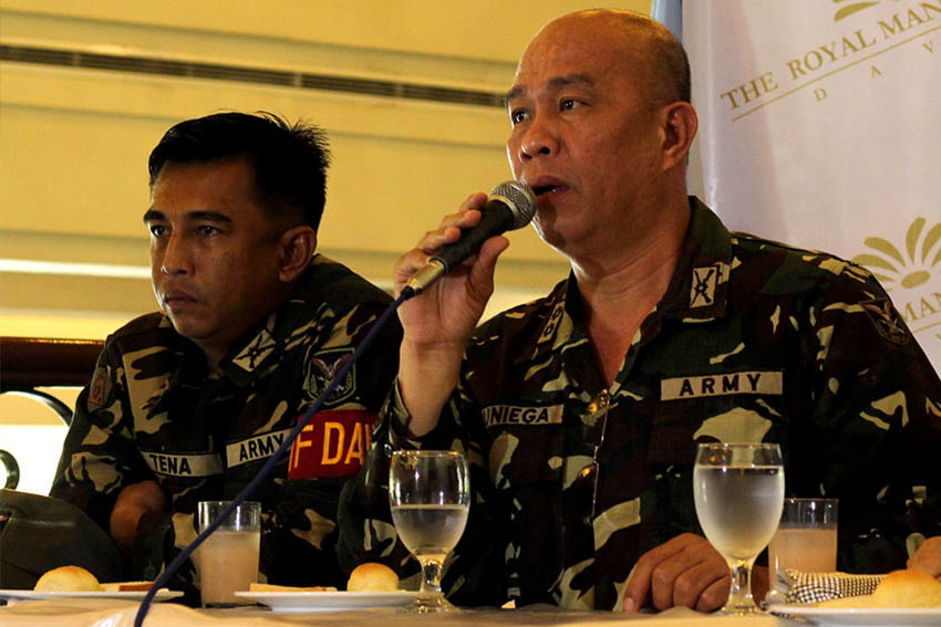 Lt. Col Norman Zuniega of the 10th ID, assures Davao City residents of vigilant monitoring against terror organizations after a crude bomb was exploded in M'lang town, North Cotabato. (Ace R. Morandante/davaotoday.com)