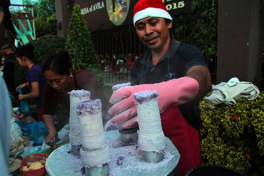 Puto bumbong, or rice cake, named after the bamboo tube in which it is steamed, are among the best sellers after every Misa De Gallo. (Ace R. Morandante/davaotoday.com)