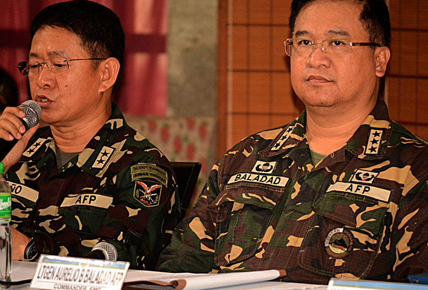 Major General Eduardo Año, commander of the 10th Infantry Division, confirms the wounding of a soldier and one CAFGU in a recent NPA attack in Mabini Compostela Valley, Monday morning.  (Sarah Grace Andaya/davaotoday.com)