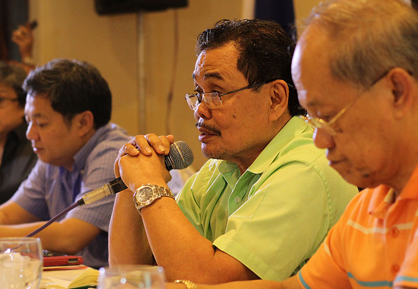 Moro Islamic Liberation Front chief peace negotiator Mohagher Iqbal explains the history of the continuing Moro struggle during the Media Roundtable Discussion on Bangsamoro Basic Law, Thursday. (Ace R. Morandante/davaotoday.com)
