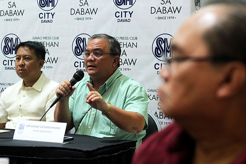 Ednar Dayanghirang from the Office of the Presidential Adviser on Peace Process says they do not encourage the recommendations of some individuals to do an all out war in the wake of the Mamasapano encounter. (Ace R. Morandante/davaotoday.com)