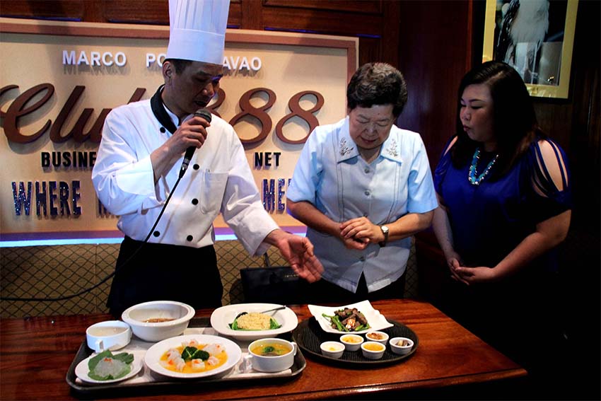 Marco Polo Hotel Chef, Arno Huang, introduces the captivating food from China in the "Taste of Xiamen" during the Club 888 media forum at the hotel in Davao City. The special food treat would run until March 3 in Davao City. (Medel V. Hernani/davaotoday.com)