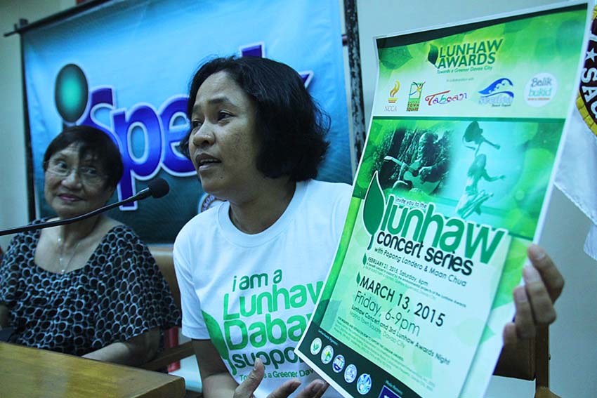 Mary Ann Fuertes, co-convener of the awards, invites the media for the concert and awards night at the Matina Towns Square tomorrow. (Ace R. Morandante/davaotoday.com)