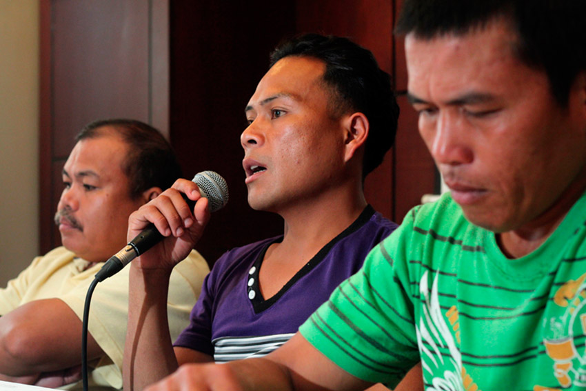Danny Diarog, secretary general of Kahugpongan sa mga Lumad (center) (Ace R Morandante/davaotoday.com file photo)