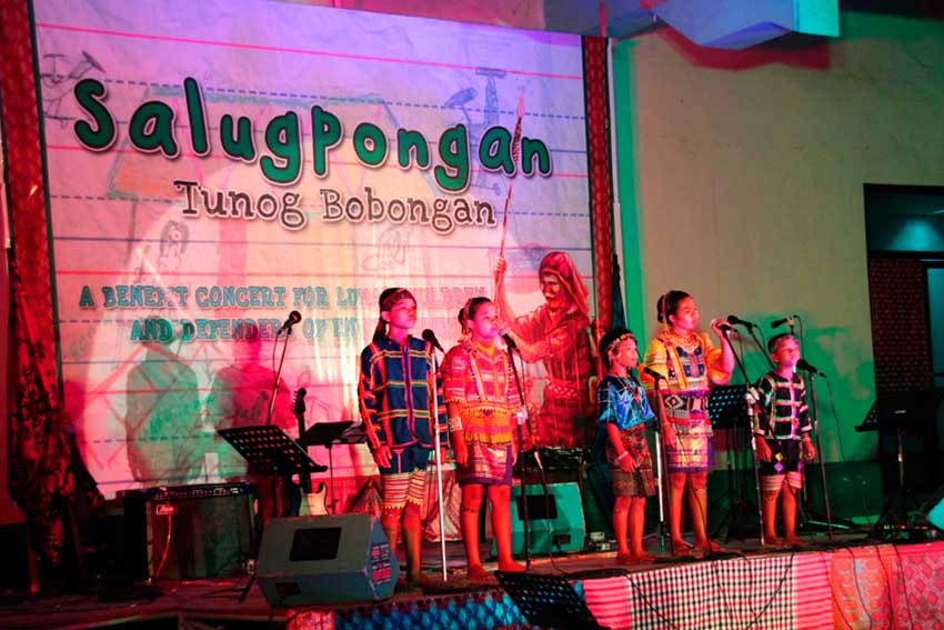 Indigenous children hold their first gig during the launching of their full length album, Tunog Bobongan (Music from the Mountains), at the Davao City Recreation Center on Friday night . (Ace R. Morandante/davaotoday.com)