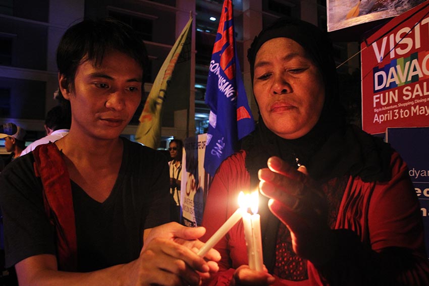 The prayer vigil and protest actions by Muslims and Christians at the Freedom Park in Davao City and elsewhere in the country for OFW Mary Jane Veloso pay off after she was granted reprieve by the Indonesian government. (Medel V. Hernani/davaotoday.com)