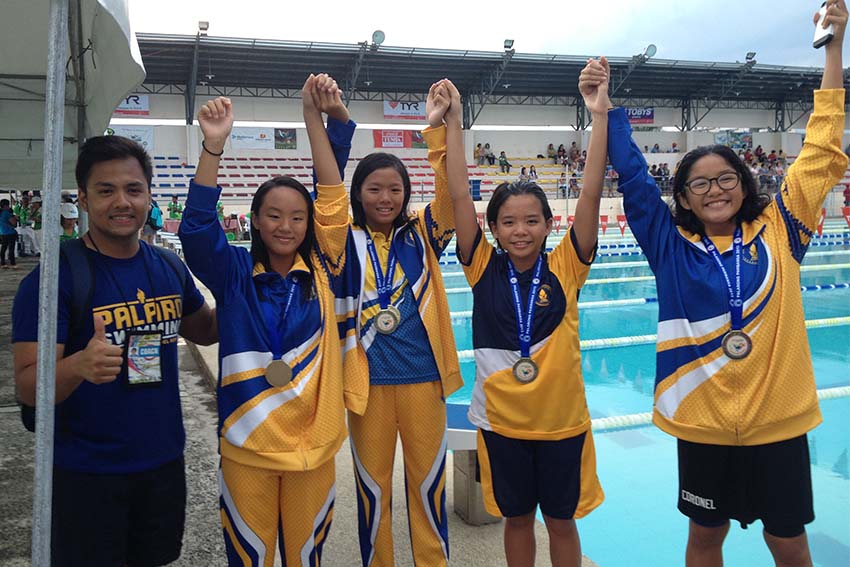 Elementary student-athletes from the National Capital Region bag two gold medals, the second in the last two years, during the swimming competition of the 2015 Palarong Pambansa held in Tagum City, Davao del Norte. (Mart D. Sambalud/davaotoday.com)