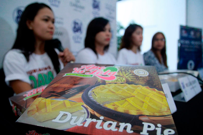 Apo ni Lola Durian Delicacies quality assurance officers introduce their products amid the food poisoning controversy in Surigao. They said their products are guaranteed safe and are FDA registered. (Ace R. Morandante/davaotoday.com)