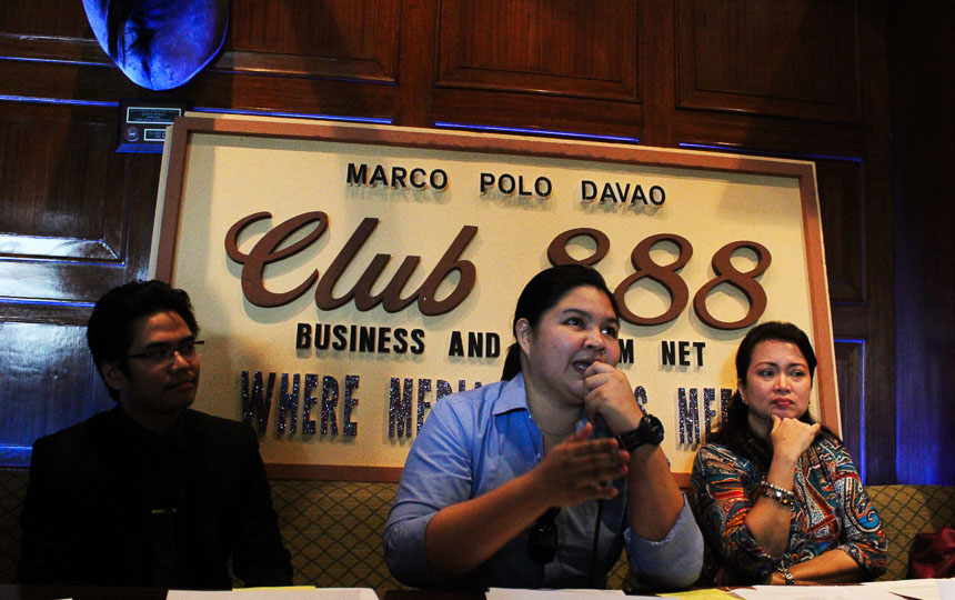 HALAL-CERTIFICATION. (From left) Escider Inc. Vice President Syed Kamal Reza Ampatuan and President/CEO Mims Ayunan present their plans to put up a Halal food and restaurant in the city during a media forum on Wednesday. The company also plans to establish a slaughterhouse. Davao City Councilor Mabel Sunga-Acosta (right) also gives update on the implementation of the Halal ordinance which she authored.  (Medel V. Hernani/davaotoday.com)