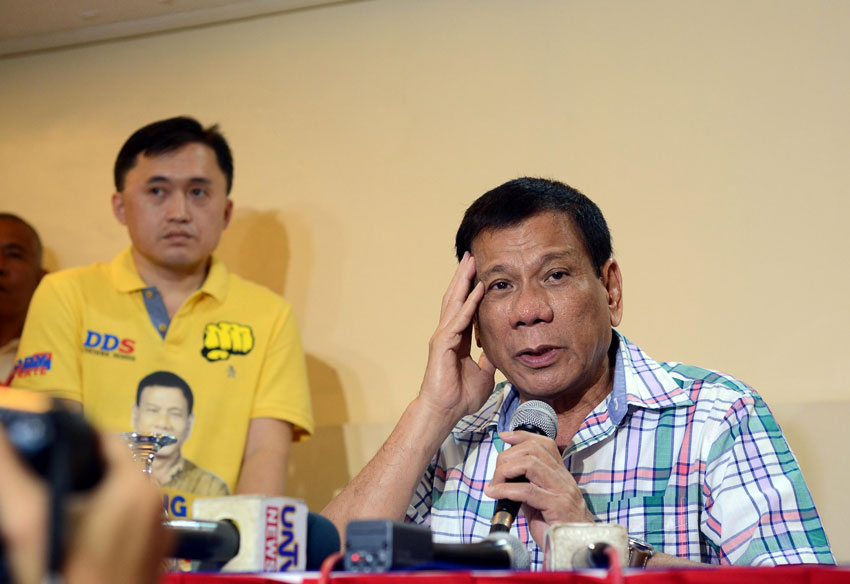 Amid the calls urging him to run as president, Davao City Mayor Rodrigo Duterte announces his final decision not to run in 2016 elections during a special press conference Monday afternoon at a hotel in Magallanes, Davao City. Duterte also said sorry to his supporters. (Ace R. Morandante/davaotoday.com)