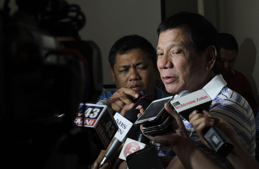 Davao City Mayor Rodrigo Duterte advices Mayor Aniano P Antalan of Island Garden City of Samal to establish good rapport with the military to solve the problem and "not wait for them to come to your office." Duterte spoke during the Regional Peace and Order Council meeting held Wednesday afternoon. (Ace R. Morandante/davaotoday.com)