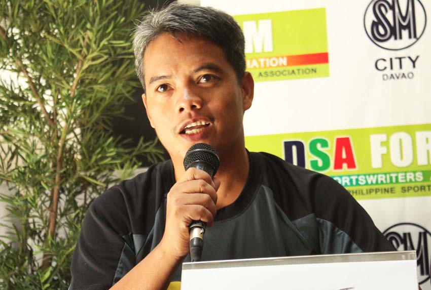 Oliver Enot of St. Joseph Runners Association in Sta Cruz Davao del Sur announces the 3rd league of the Barkada Run to take place in Sta. Cruz this September 19.(Medel V. Hernani/davaotoday.com)