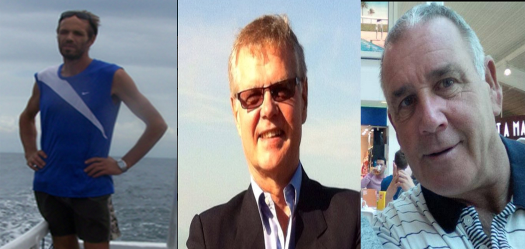 KIDNAPPED. (From left) Norwegian Kjartan Sekkingstad and Canadians John Ridsel and Robert Hall were kidnapped by still unidentified suspects from the Holiday Oceanview Samal Resort in Barangay Camudmud, Babak, Island Garden City of Samal on Monday night. Also kidnapped was an unidentified Filipina who is reportedly a wife of one of the Canadians.  (Photo from Eastern Mindanao Command)