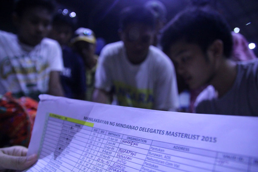 Around 700 delegates of the human rights caravan Manilakbayan who came from various provinces in Mindanao converge in Bankerohan Gym to register their names.  (Ace R. Morandante/davaotoday.com) 