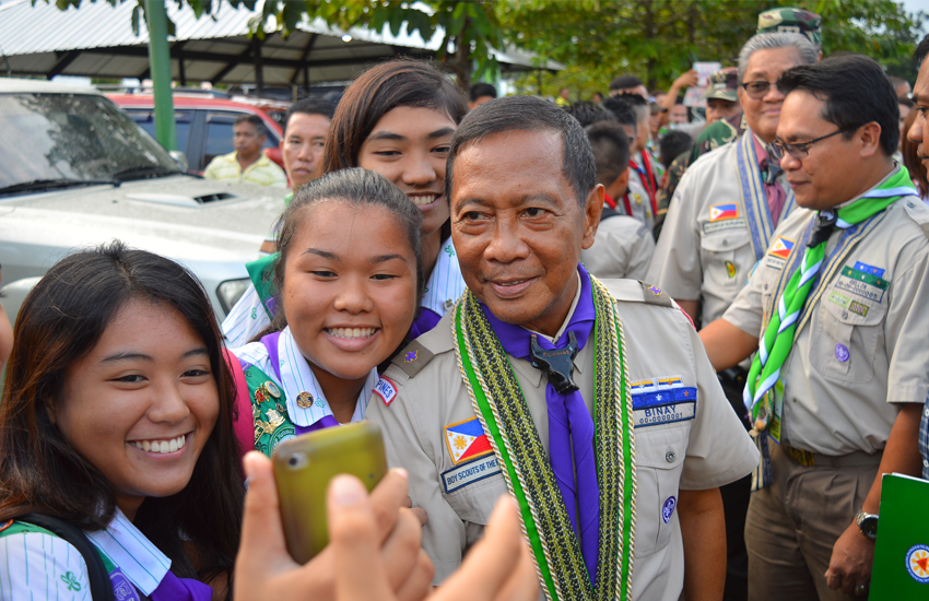 BINAY. Vice President Jejomar Binay, in his capacity as the BSP National President, has graced the Grand Opening Ceremony of the 16th BSP National Jamboree.  Binay arrived Saturday afternoon together with his UNA senatorial bets, Manny Pacquaio and former Philippine National Police (PNP) Special Action Force (SAF) chief General Getulio Napeñas Jr.