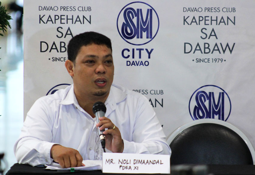 PDEA Information Officer 3 Noli Dimaandal during the Kapehan media forum on Monday. (Ace R. Morandante/davaotoday.com)