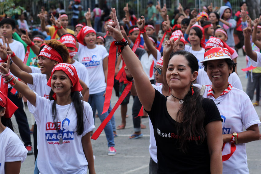 Actress and singer Monique Wilson, who is a known advocate for woman's rights, joins the launching of the One Billion Rising 2016 held at the Rizal Park, Tuesday. The event features a simultaneous dance calling for end of violence against women.  (Ace R. Morandante/davaotoday.com)