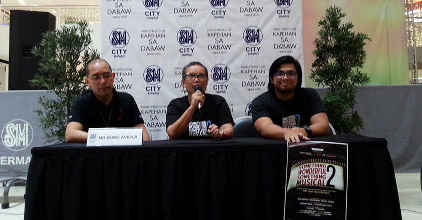 CHARITY CONCERT. Director Cecile Hidalgo (center) announces on Monday the annual charity concert of the Musikademy dubbed "Something Wonderful, Something Musical". She is joined by Music Director Bong Aviola (left) and Asst. Director Fonzi Marquez during a press conference, Monday. (May Anne Love Deseo/Davao Today intern)