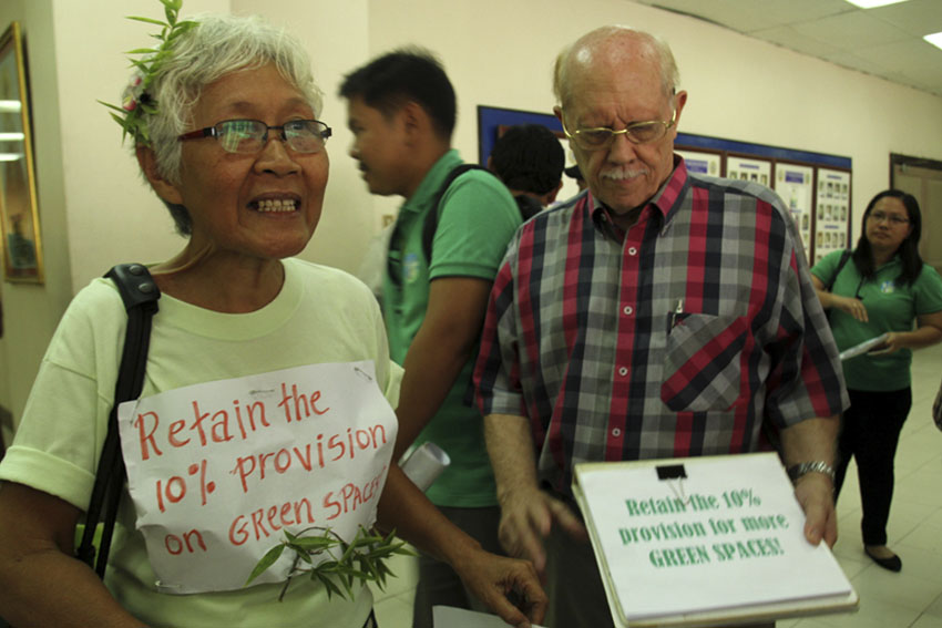 Norma Javellana, spokesperson of the Save Shrine Hills Advocates says the Comprehensive Land Use plan of 2013-2022 violated the procedures of amending zoning ordinances. Her group was not invited during the public hearings conducted last year. Also, she claims that the ordinance puts the city's green spaces under threat. (Ace R. Morandante/davaotoday.com)