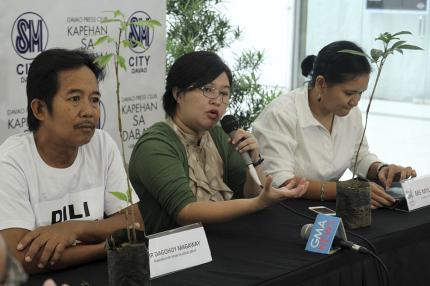 Julia Jasmine Sta. Romana, project manager for DAKILA-Davao, talks about the importance of green spaces in urban areas. Her group calls for the public to oppose the City Council's decision to remove the mandatory 10 percent green space requirement for new and future development projects. (Ace R. Morandante/davaotoday.com)