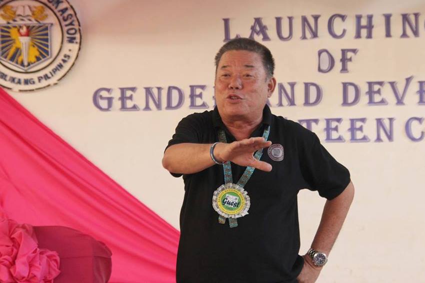 Sasa, Barangay Captain, Juanito E.Flores expresses thanks to be invited during the launching of Gender and Development "VAW"/Teen Center at Francisco Bangoy National High School campus on Wednesday, February 24 . The center is a project serves as venue for students to discuss problems pertaining to their studies and their families. This teen center is the first center put up in a school.(Medel V. Hernani/davaotoday.com)