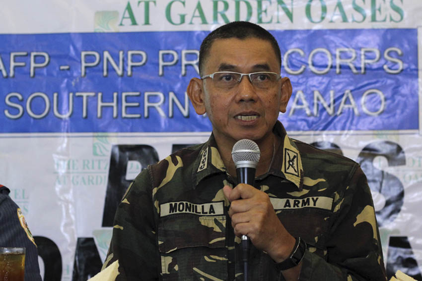 Col Casiano Monilla, 10th ID assistant commander, says the military will file a case against progressive groups who allegedly destroy the image of the Armed Forces of the Philippines once the Philippine National Police finishes their probe into the attacks against the activists and small scale miners in Compostela Valley. Activists claim the military is behind the attacks. (Ace R. Morandante/davaotoday.com)