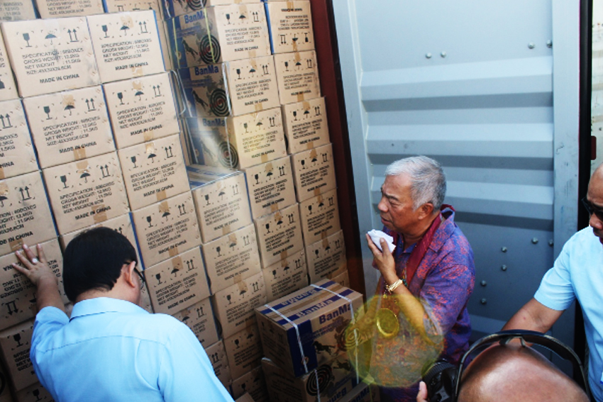 Shipment of mosquito coils from China estimated to have a value of P1.5 million. (Photo from Bureau of Customs)