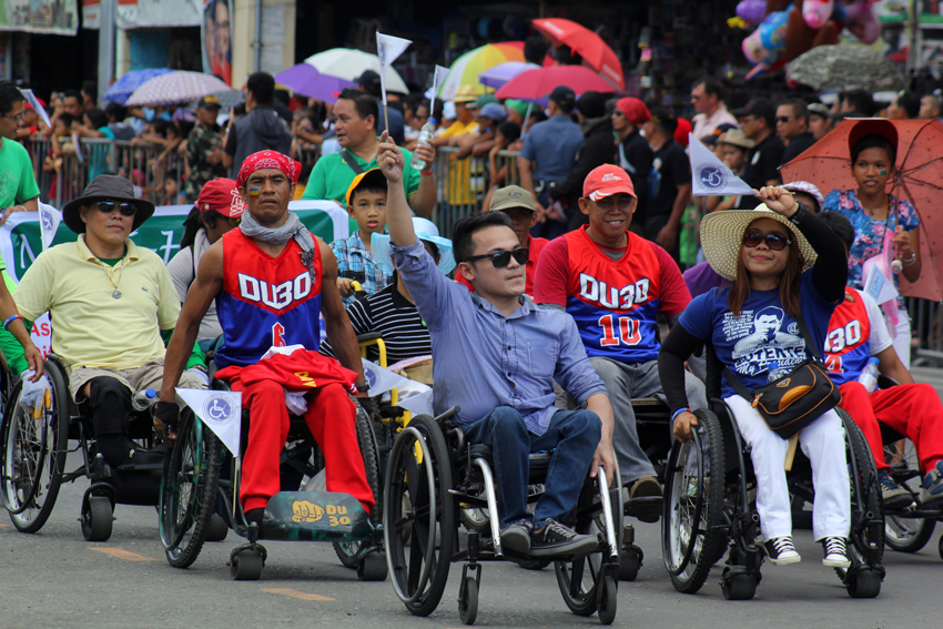 Members of the Association of Differently-Abled Persons are among the more than 200 contingents from the public and private sectors who joined the civic parade during the 79th Araw ng Davao. (Ace R. Morandante/davaotoday.com)